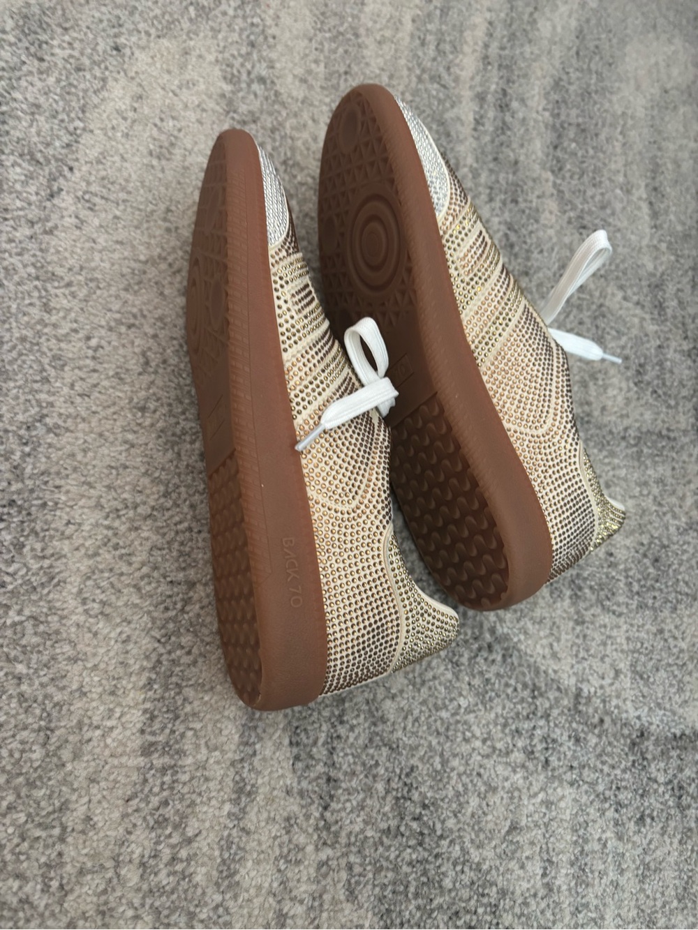 Back 70 Crystal-Studded Metallic Lace-Up Sneakers - Women's Gold and silver - Picture 5 of 7